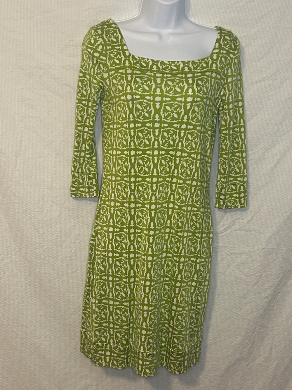 Lilly Pulitzer Green Print 100% Silk Dress, Size 4